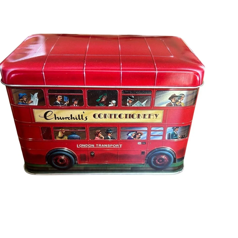 Churchill's of London Vintage Double Decker Bus Tin Collectible‎ England Empty